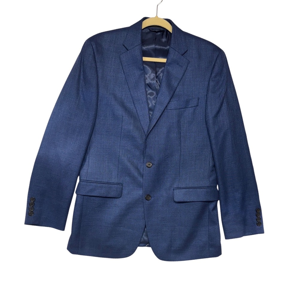 Lauren Ralph Lauren Mens Blue 2-Button Sport Coat Blazer 38R Linen Blend Textur